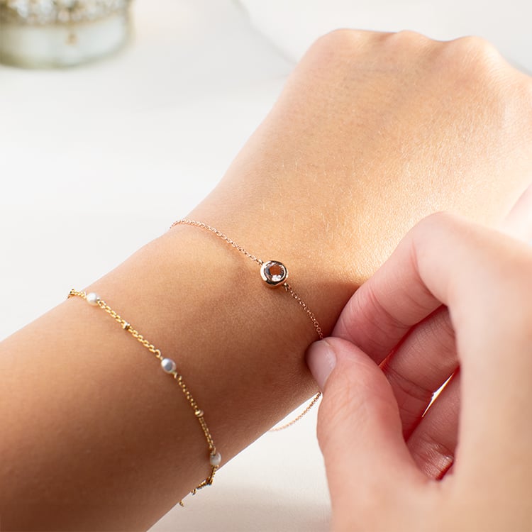 Zlatý náramok s morganitom Rollie 149123