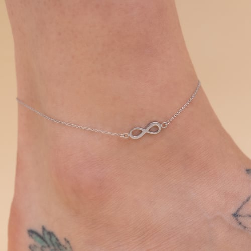 Strieborný náramok na nohu s motívom nekonečna Infinity