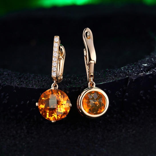 Zlaté náušnice s citrínmi Sanien 9960