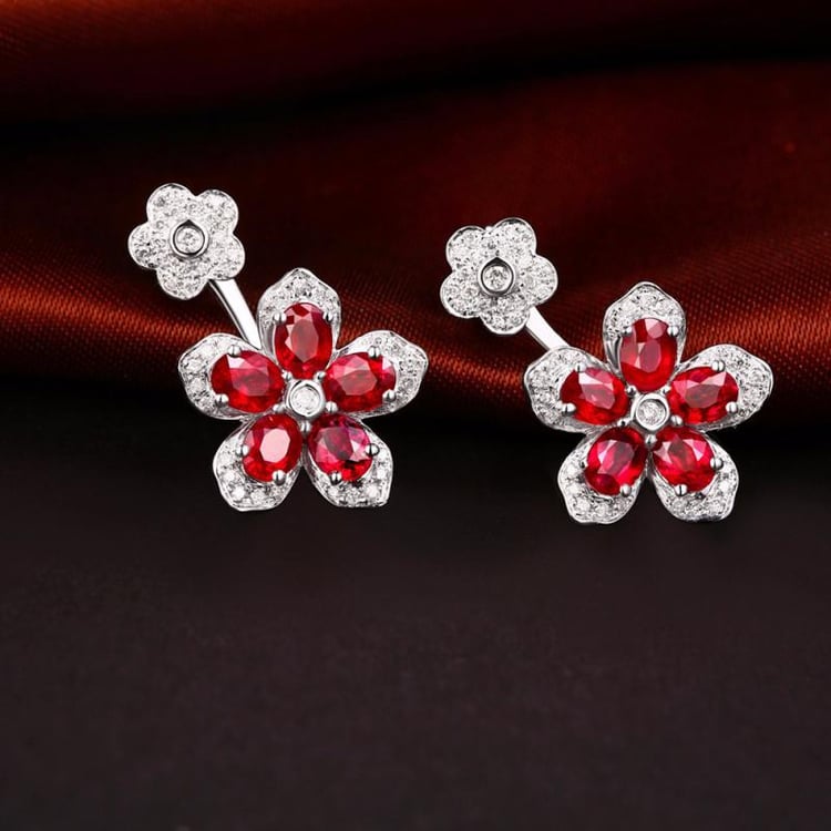 Zlaté rubínové náušnice 16288