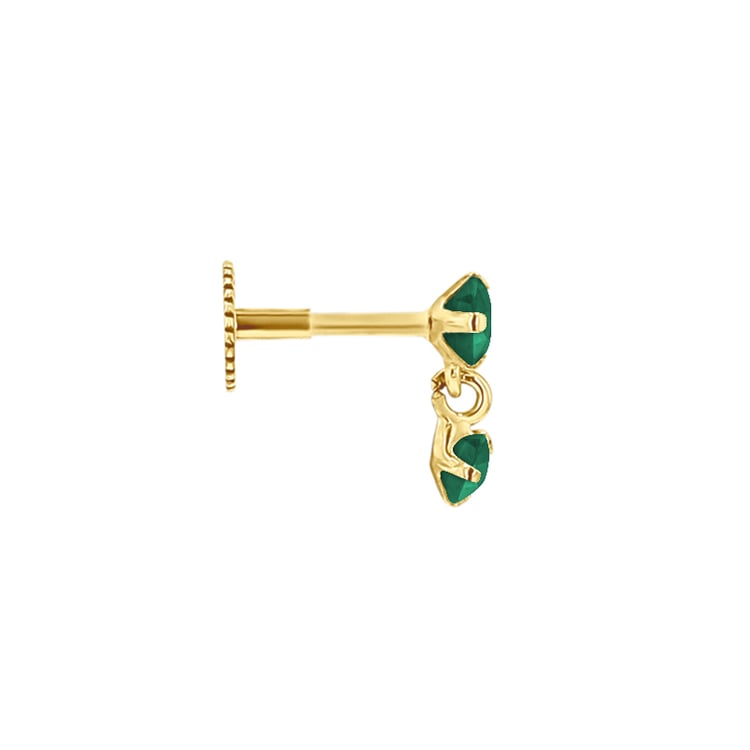Zlatá piercing náušnice so smaragdami Dyre 148664