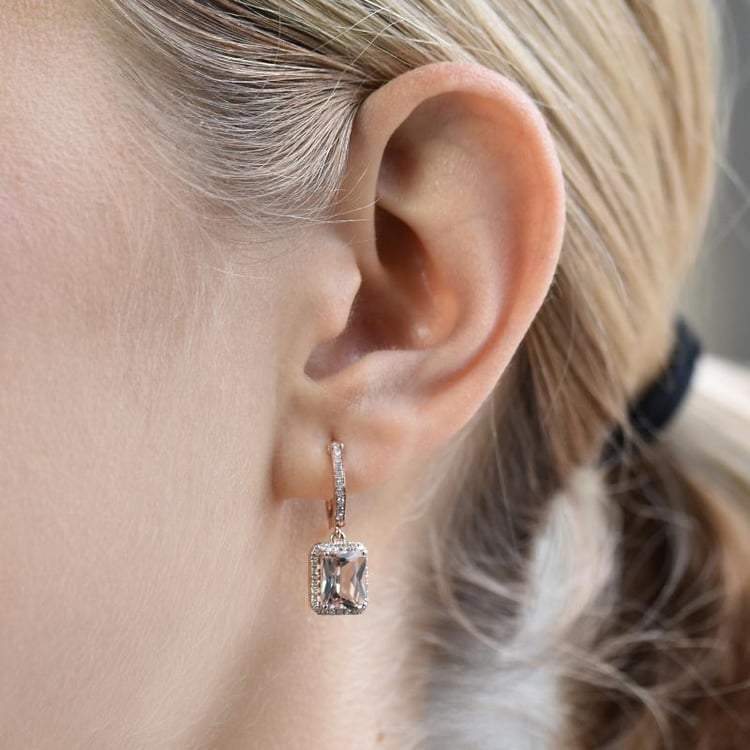 Zlaté morganitové náušnice s diamanty 7659