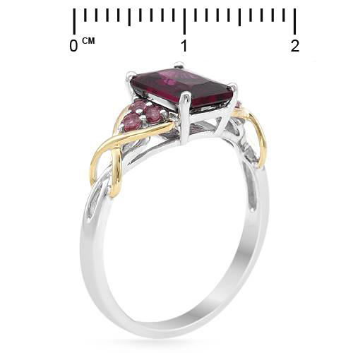 Prsten z bieleho zlata s granatom a turmalinmi 53595