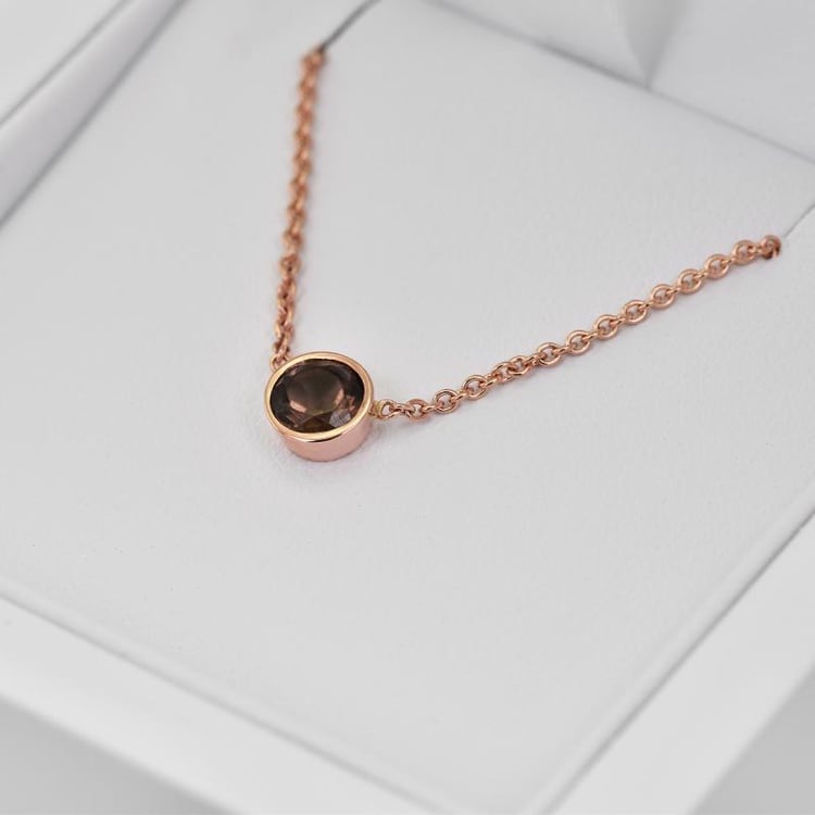 Zlatý náhrdelník s dymovým quartzom 22109