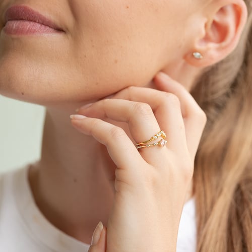 Vykrojený prsteň s round a marquise diamantmi Fiachri