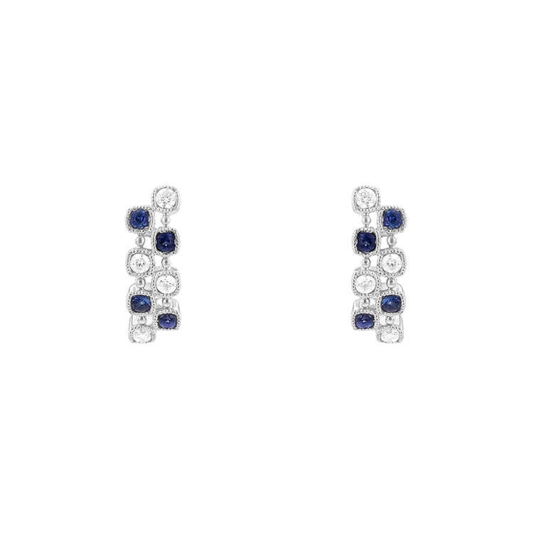 Napichovacie náušnice s diamantmi a zafíry