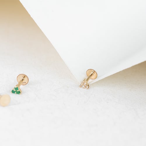 Zlatá piercing náušnica s akvamarínmi Rossi