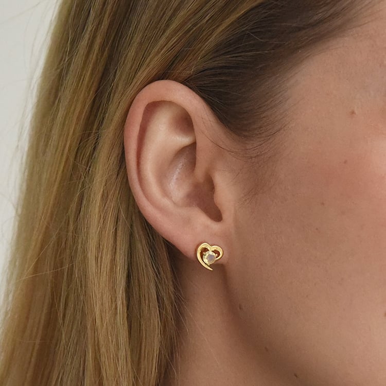 Náušnice v tvare srdca s opály 73002