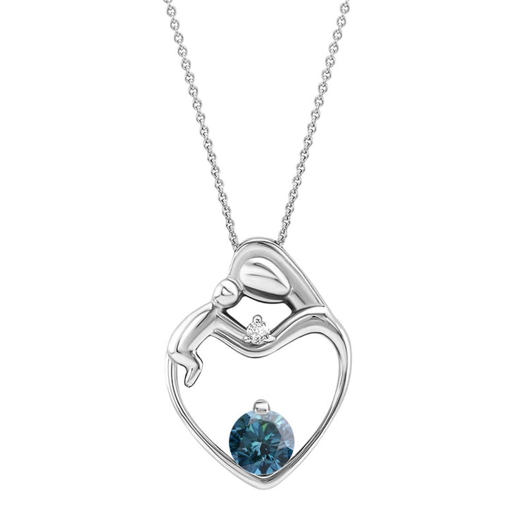 Prívesok matka a dieťa s modrým diamantom 82495