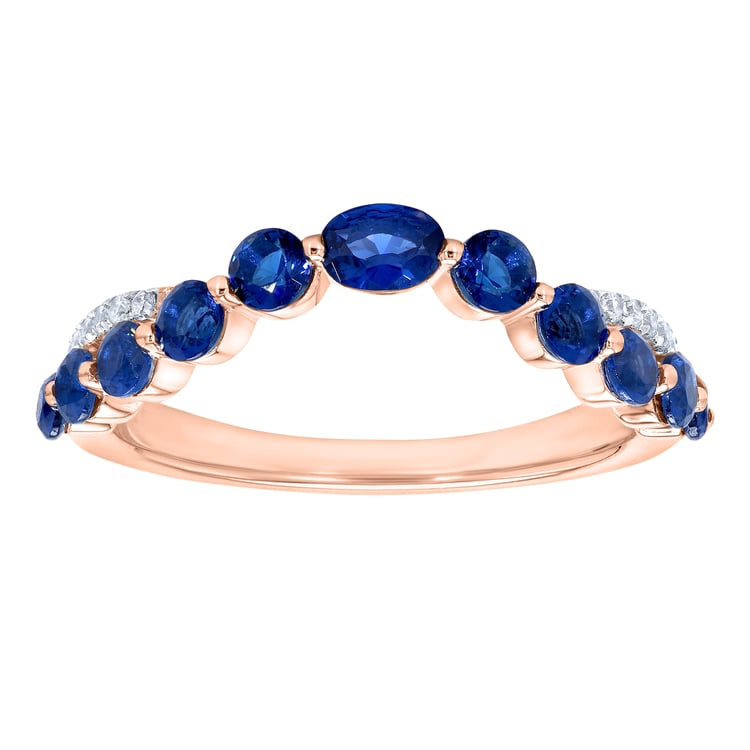 Elegantný zlatý prsteň so zafírmi a prírodnými diamantmi Sona 165027