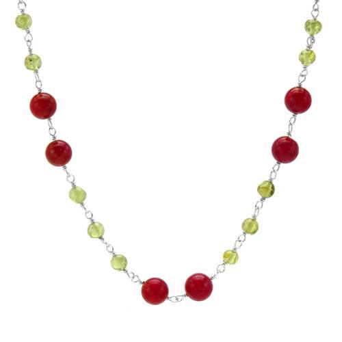 Strieborný drahokamový náhrdelník