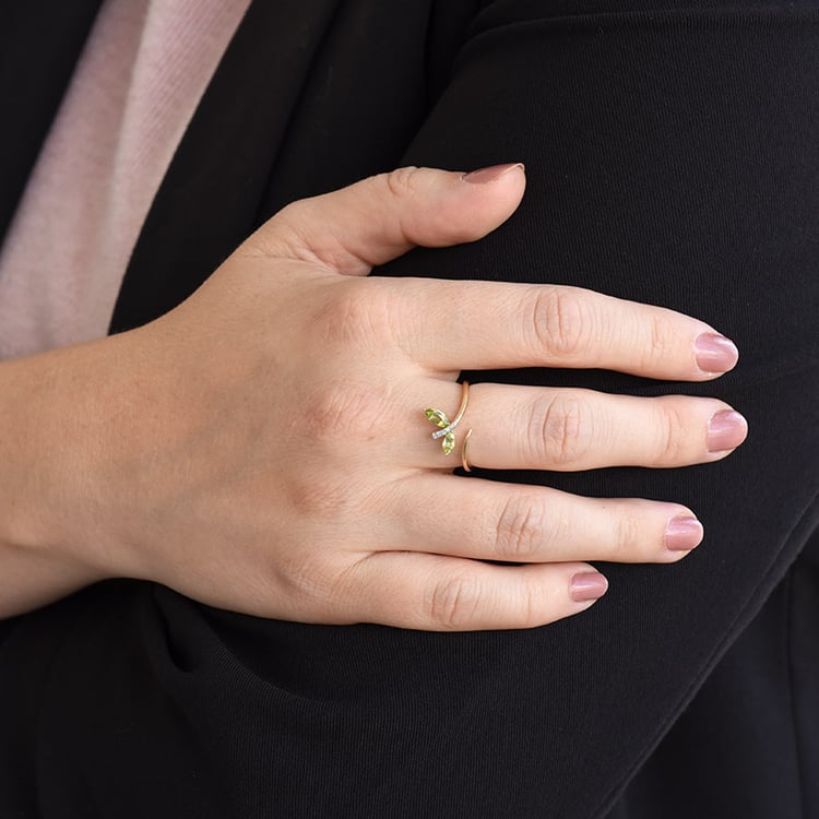 Elegantný kolekcia šperkov so zelenými ametystmi a diamantmi Hira 106239