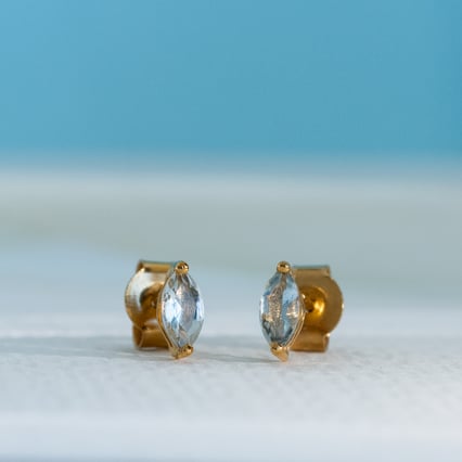 Minimalistické strieborné náušnice s akvamarínmi Sistine